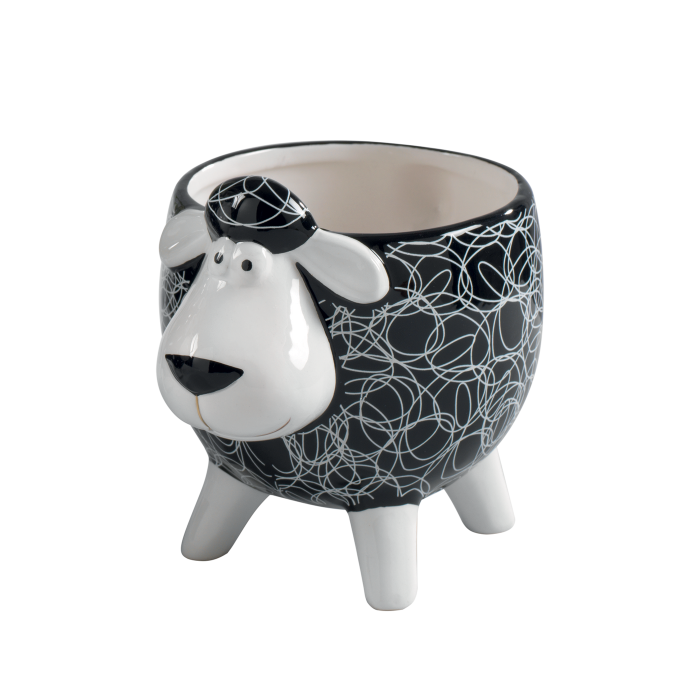 Vaso porta piante in ceramica smaltata "Sheep"