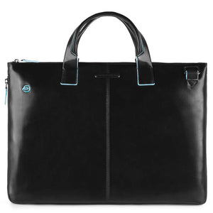 Cartellina sottile espandibile 15,6 in pelle due manici Blue Square Piquadro nero
