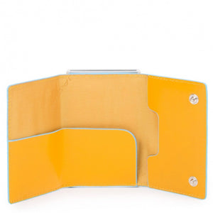 Porta carte di credito in pelle con tasca portasoldi e protezione antifrode Bluequare Piquadro giallo