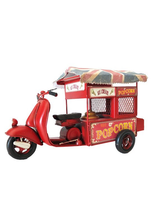 Modellino in latta "Motocarretto dei gelati e popcorn" salvadanaio