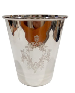 Bicchiere Sheffield stile inglese con stemma inciso