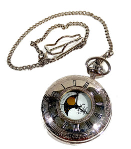 Orologio da tasca a doppia cassa In metallo con fasi lunari 