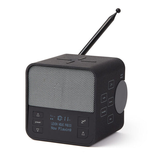 Radiosveglia con caricabatterie wireless e speaker bluetooth Lexon Oslo + antracite