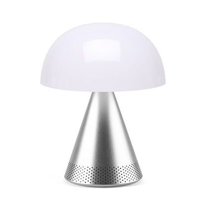 Lampada led portatile grande con speaker "Mina L Audio" Lexon argento