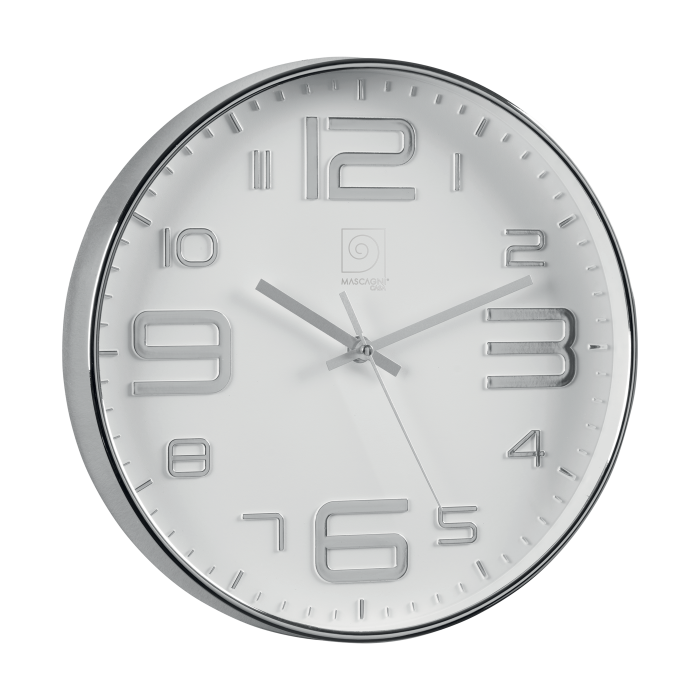 Orologio da parete tondo in polipropilene metallizzato (disponibile in due varianti)