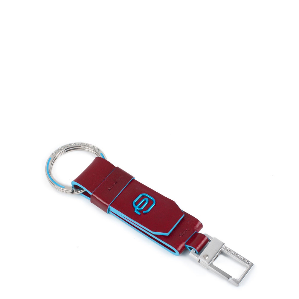 Portachiavi in pelle con moschettone e anello Bluesquare Piquadro rosso