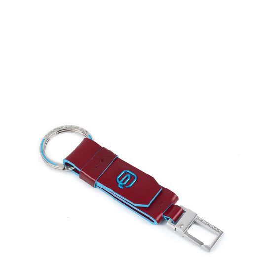 Portachiavi in pelle con moschettone e anello Bluesquare Piquadro rosso