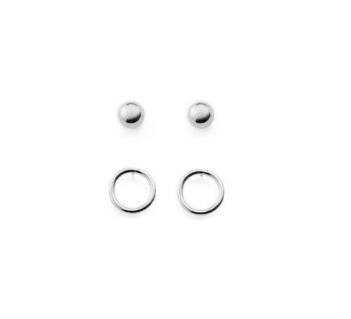 Coppia di orecchini a bottone placcato argento Sfera e Cerchio Vestopazzo