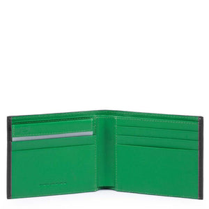 Portafoglio piccolo in pelle bicolore con portabadge estraibile Splash Piquadro  nero verde