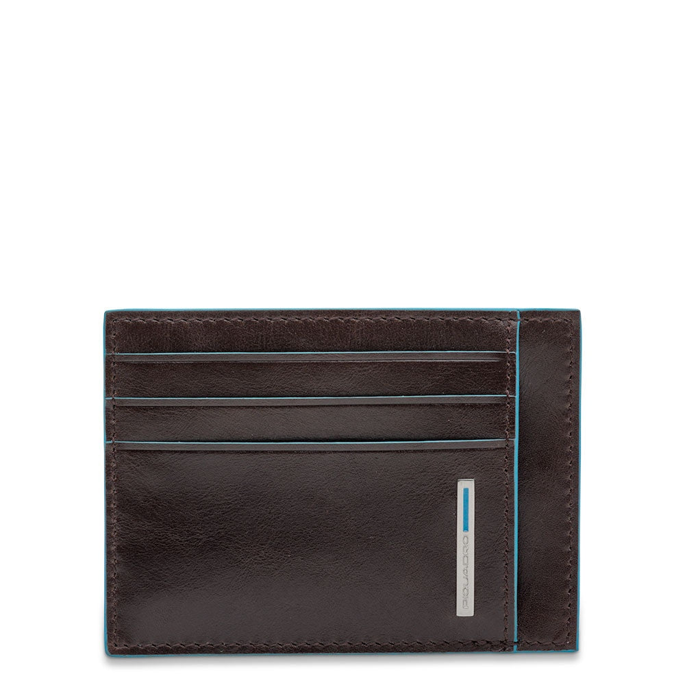 Bustina porta carte di credito in pelle Blue Square Piquadro mogano