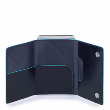 Carica l&#39;immagine nel visualizzatore di Gallery, Porta carte di credito in pelle con tasca portasoldi e protezione antifrode Bluequare Piquadro blu
