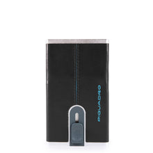 Carica l&#39;immagine nel visualizzatore di Gallery, Porta carte di credito in pelle con tasca portasoldi e protezione antifrode Bluequare Piquadro nero
