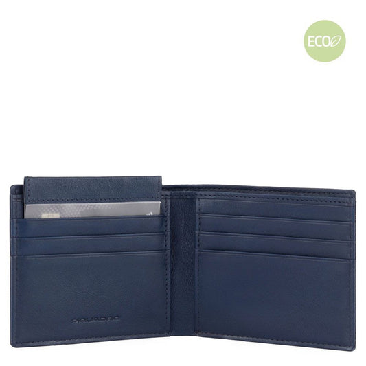 Portafoglio piccolo uomo con portabadge estraibile e RFID Woody Piquadro blu