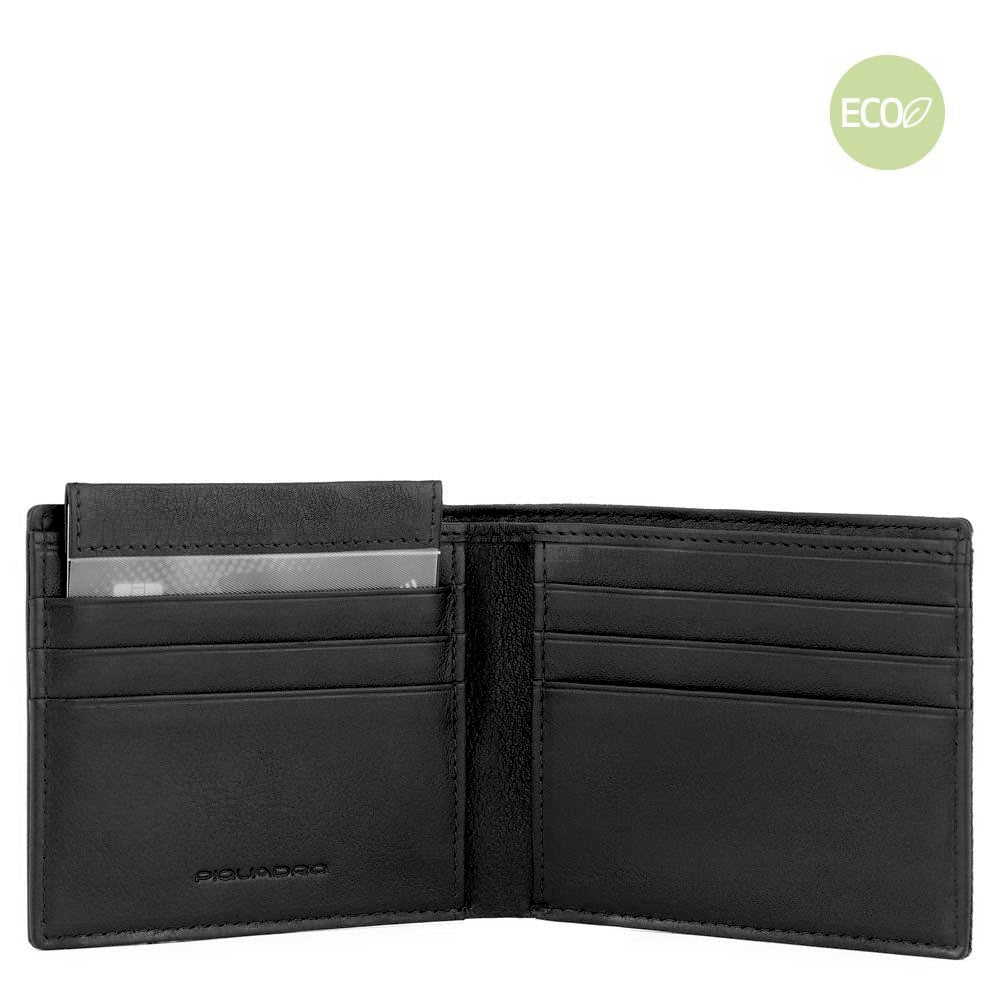 Portafoglio piccolo uomo con portabadge estraibile e RFID Woody Piquadro nero
