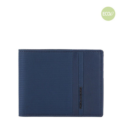 Portafoglio piccolo uomo con portabadge estraibile e RFID Woody Piquadro blu