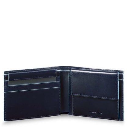 Portafoglio in pelle con portabadge estraibile e RFID Bluesquare Piquadro blu