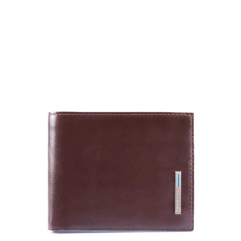 Portafoglio in pelle con portabadge estraibile e RFID Bluesquare Piquadro mogano