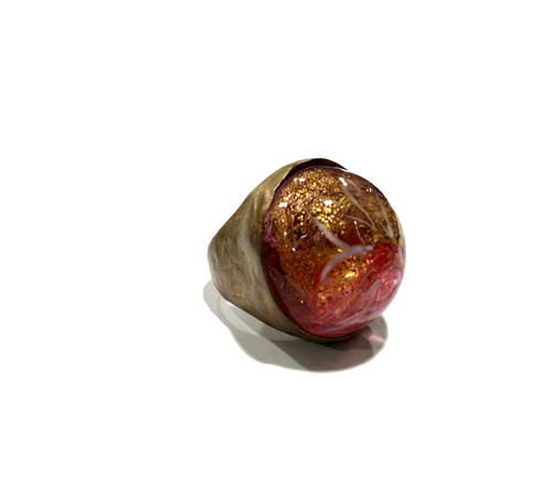 Anello in ottone con cabochon in murrina