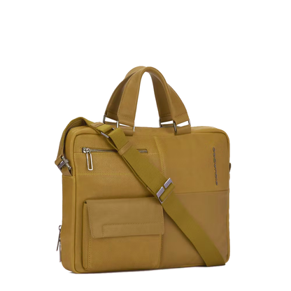 Cartella portapc 14" a due manici in pelle Ronnie Piquadro giallo miele