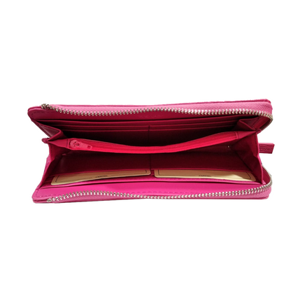Portafogli donna in pelle a soffietto con zip InTempo fuxia