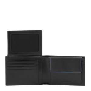 Portafoglio in pelle con portaspicci, portabadge e RFID B2 Revamp Piquaadro nero