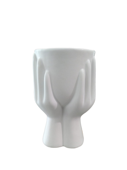 Vaso in resina "Mani" bianco