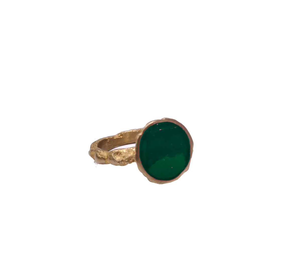 Anello in ottone e pasta vitrea  verde