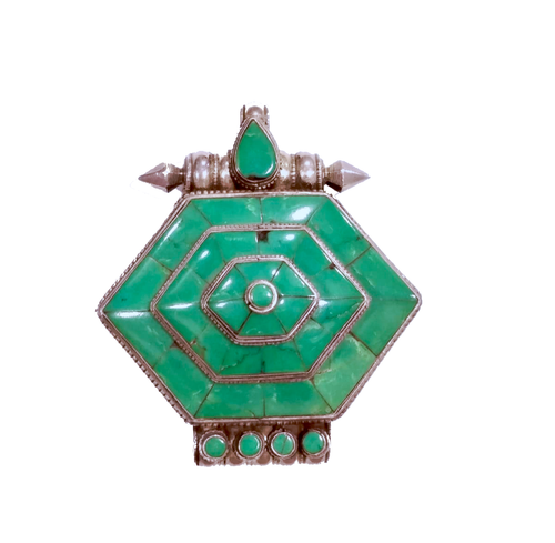 Pendente esagonale in argento e turchese