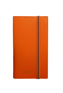 Agenda settimanale orizzontale pocket refillabile 2023 con copertina in pelle saffiano 17x9 "New Regimental" A.G. Spalding & Bros arancio