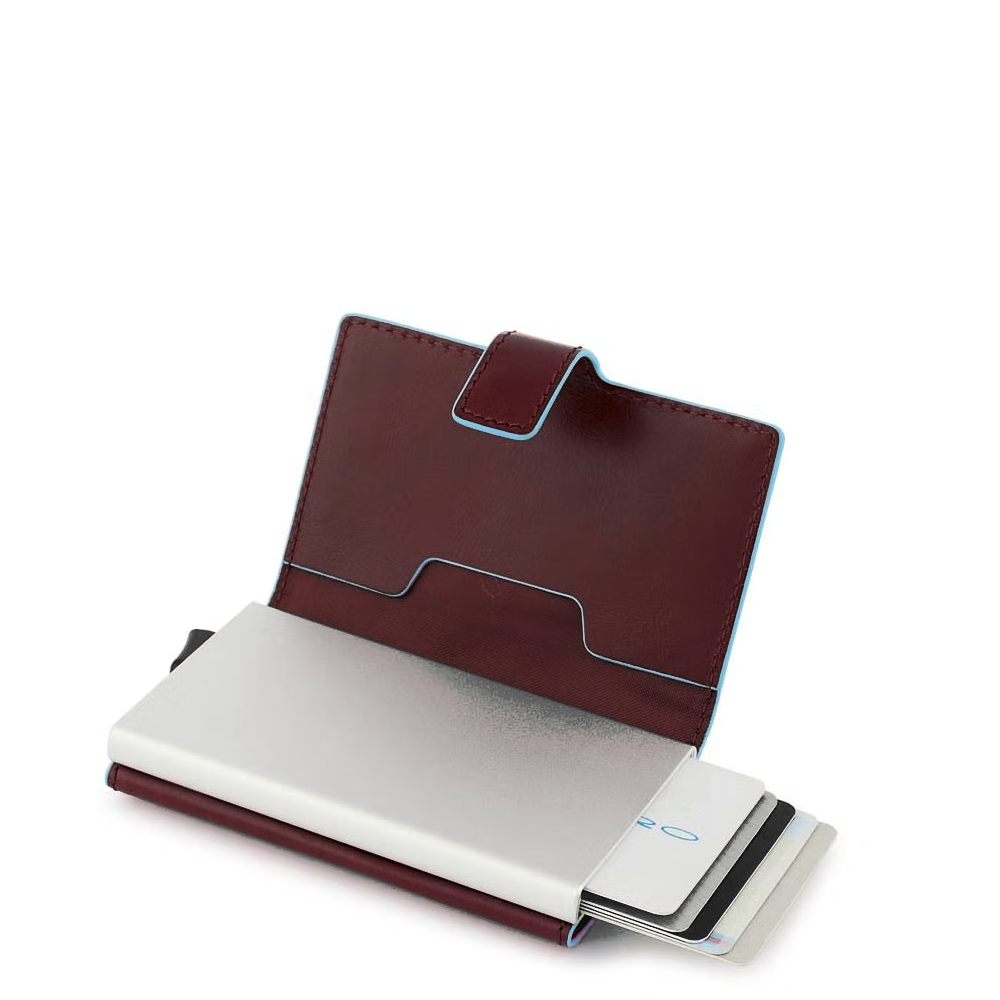 Porta carte di credito in metallo con RFID Bluesquare mogano