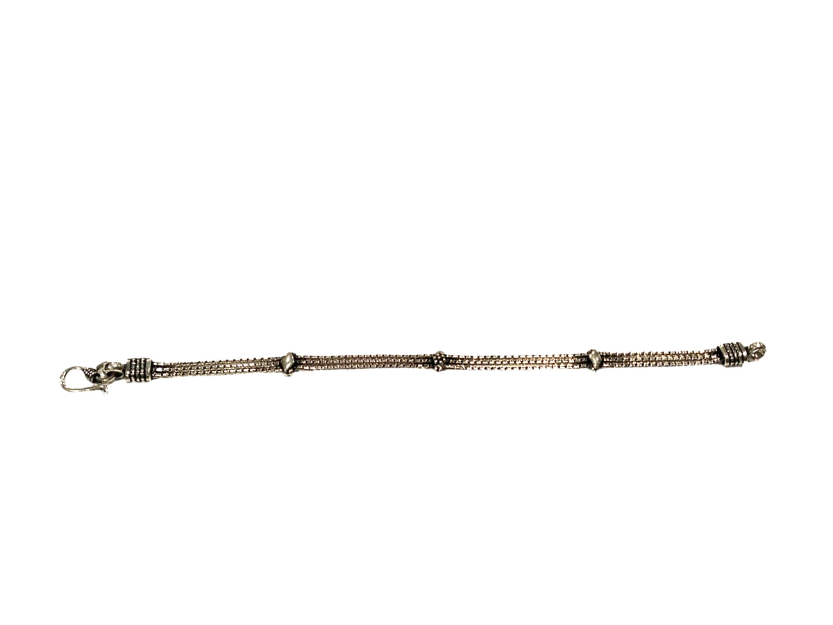 Bracciale in argento a tre fili coda di topo