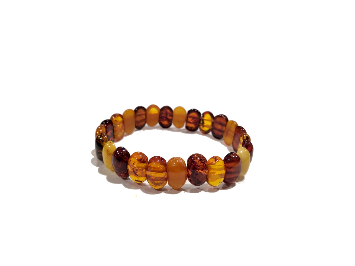 Bracciale elastico in ambra baltica naturale