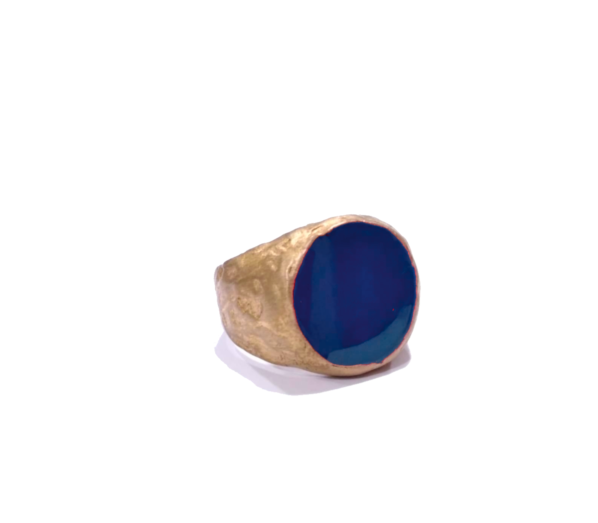 Anello in ottone e pasta vitrea blu