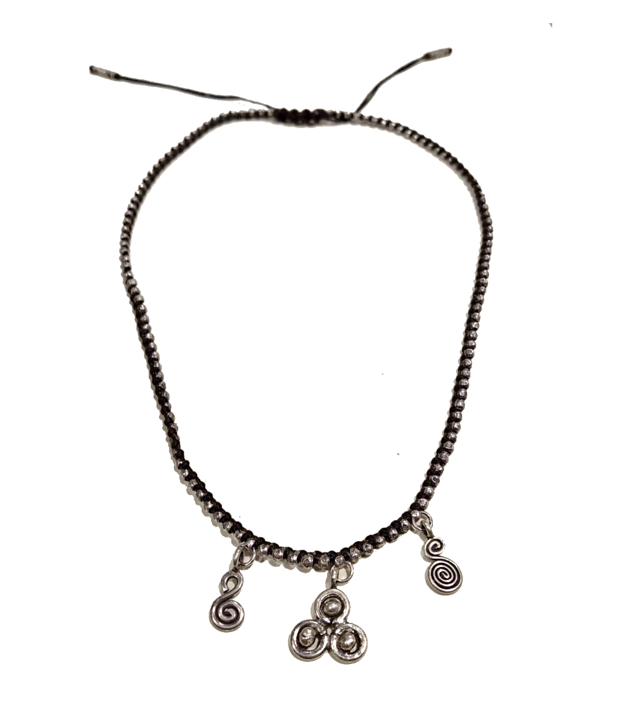 Collana regolabile in argento con charms  spirali