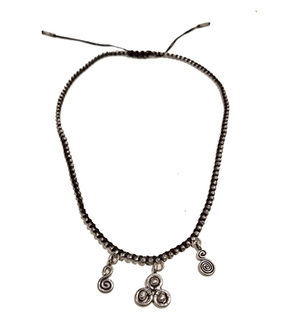 Collana regolabile in argento con charms  spirali