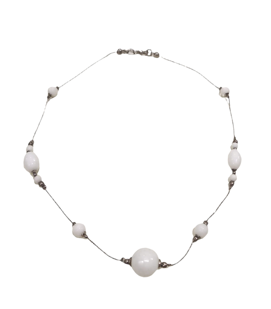 Collana girocollo in argento e agata bianca