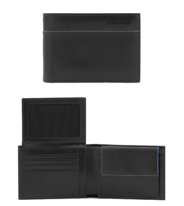 Portafoglio in pelle con portaspicci, portabadge e RFID B2 Revamp Piquaadro nero