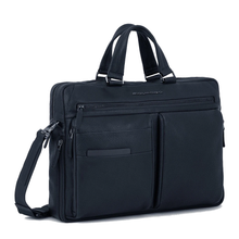 Carica l&#39;immagine nel visualizzatore di Gallery, Cartella portapc 14&quot; a due manici in pelle Finn Piquadro blu
