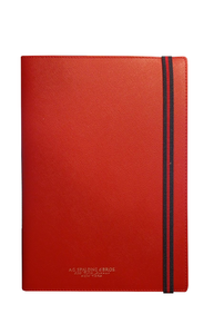 Agenda settimanale verticale refillabile 2023 con copertina in pelle saffiano 26x19 "New Regimental" A.G. Spalding & Bros rosso