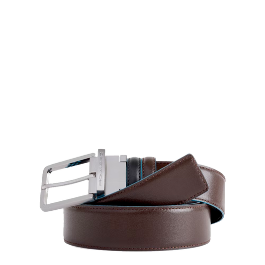 Cintura double face in pelle Blue Square Piquadro nero mogano