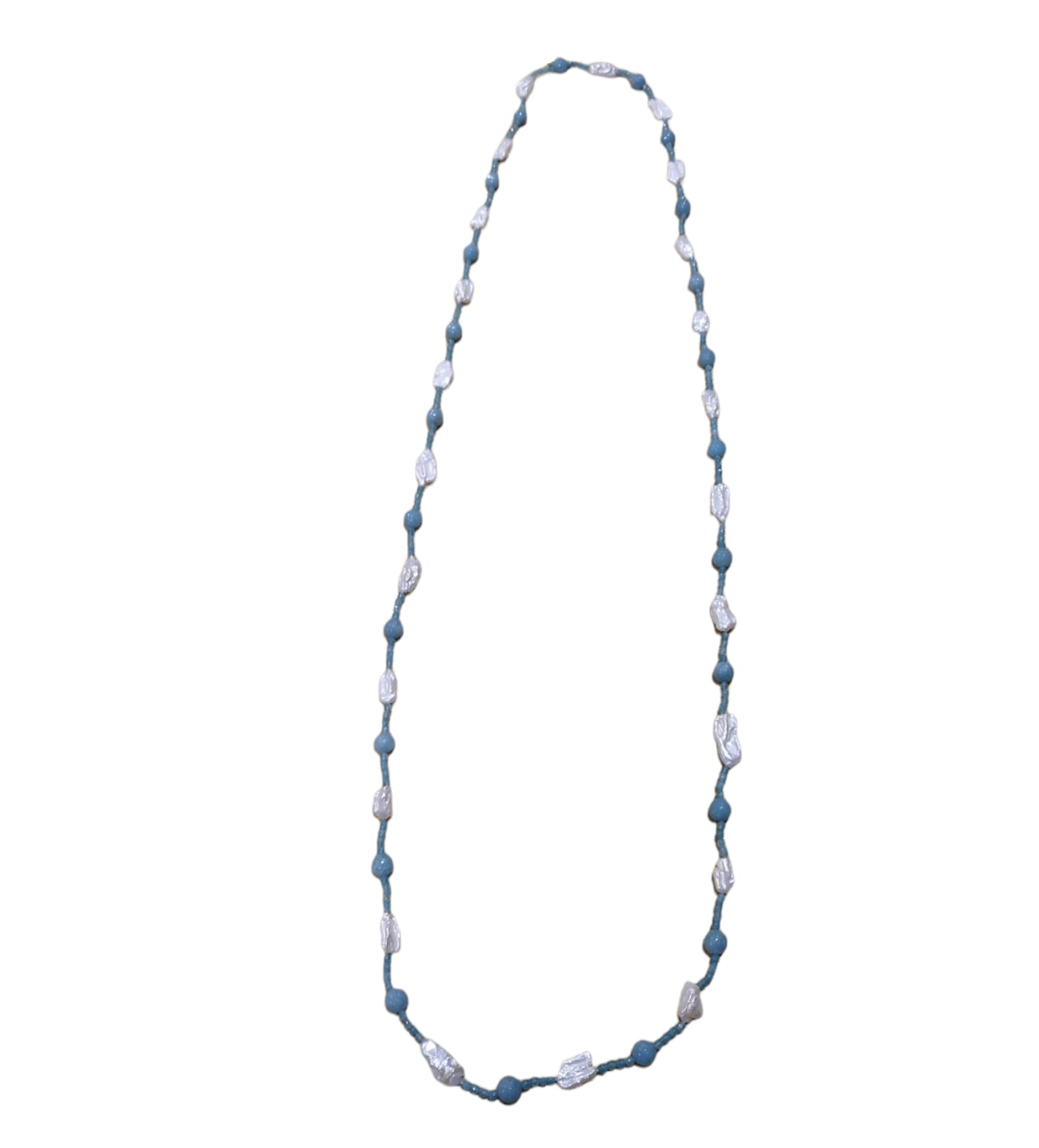 Collana lunga in Celestina e perle
