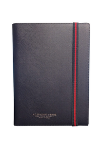 Agenda giornaliera refillabile 2023 con copertina in pelle saffiano 16x21 "New Regimental" A.G. Spalding & Bros blu