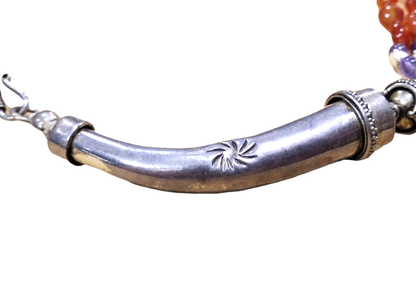 Collana girocollo in argento, corniola, perle e ametista