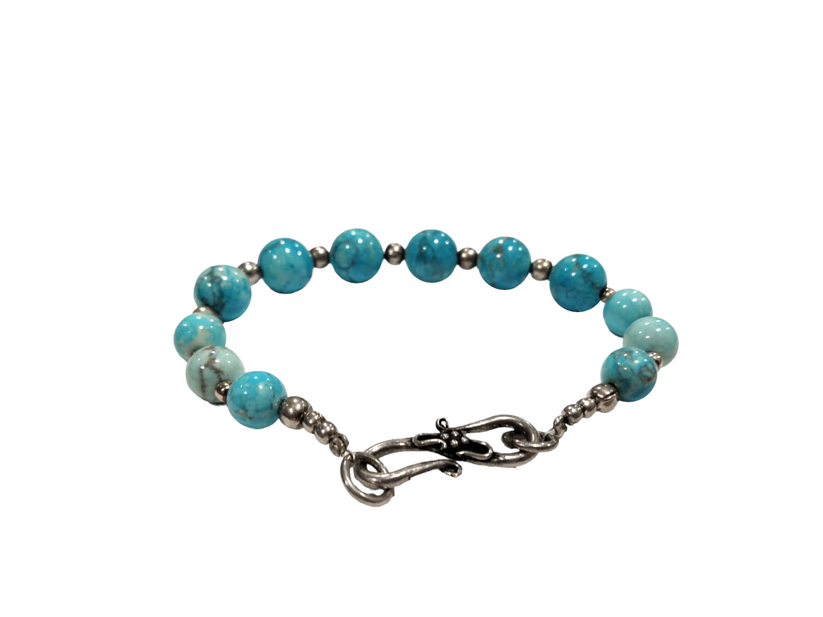 Bracciale in agata azule blu e argento