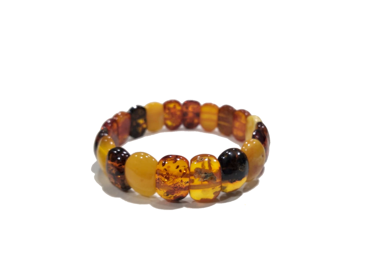 Bracciale elastico in ambra baltica naturale
