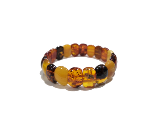 Bracciale elastico in ambra baltica naturale