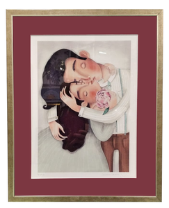 Grafica incorniciata di Cristiana Soriano "il bacio  Felice"