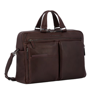 Cartella a due manici portacomputer 15,6" e iPad®Pro 12,9" in pelle "Paavo" Piquadro testa di moro