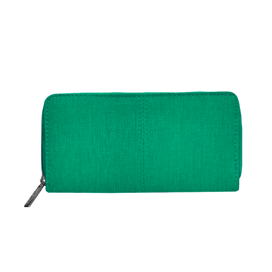 Portafogli donna in pelle a soffietto con zip InTempo verde acqua