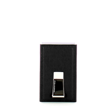 Carica l&#39;immagine nel visualizzatore di Gallery, Porta carte di credito in pelle con fermasoldi e protezione antifrode Piquadro nero
